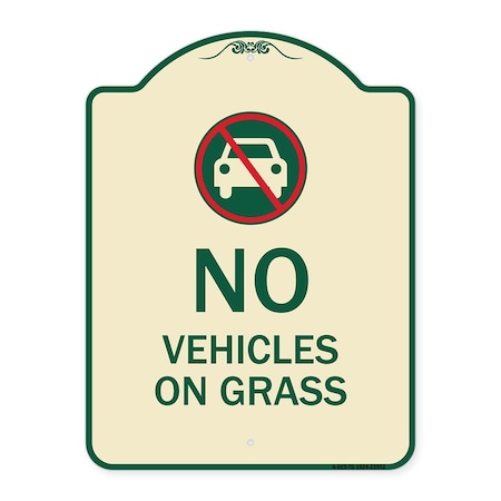 Signmission No Vehicles on Grass Heavy-Gauge Aluminum Architectural Sign, 24" x 18", TG-1824-23552 A-DES-TG-1824-23552